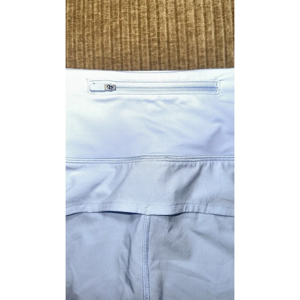 Lululemon Speed Up High-Rise Lined Powder Blue Shorts Zippered Back Pocket Sz 10